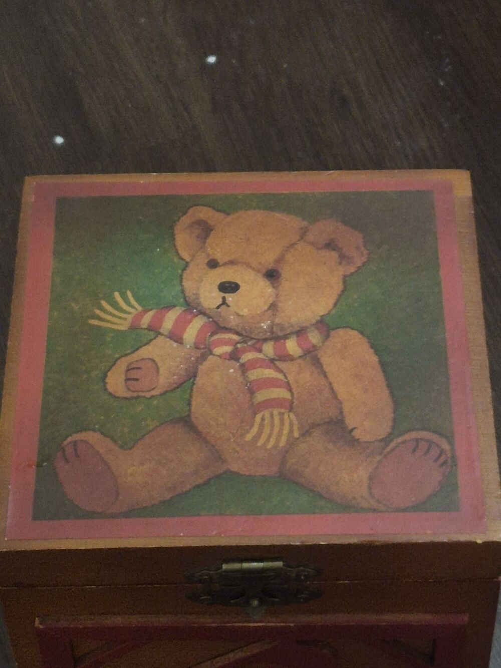 Vintage 60's Toy Musical The Sound Of Music Wooden Box Rare Puppy Teddy Bear - Picture 4 of 6